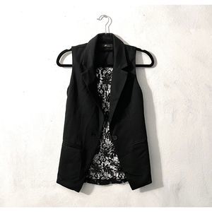 Monteau Black Vest With Lace Back : Small